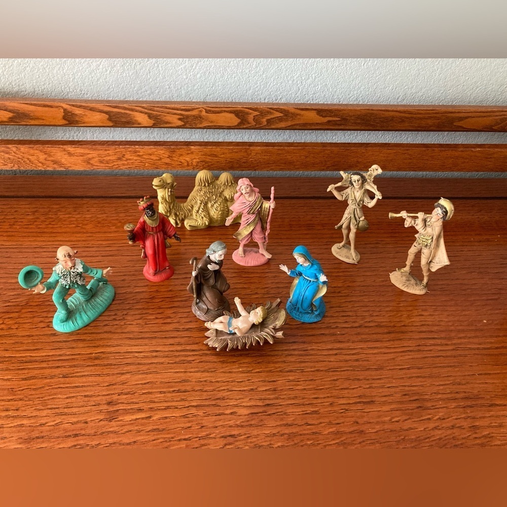 Vintage Nativity Scene 9 Pc Made In Italy